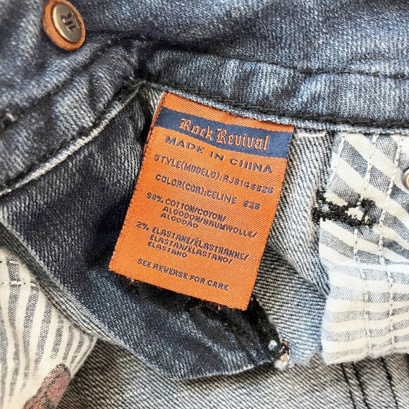 Rock Revival Celine Boot Medium Wash Denim Jean Shorts - Size 28 - Picture 6 of 9